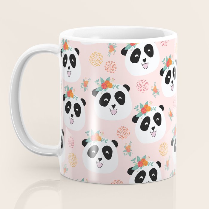 Panda bear with flowers seamless pattern Coffee Mug Gallery Image 3