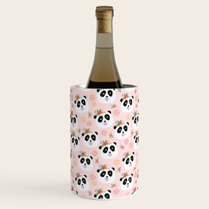 Panda bear with flowers seamless pattern Wine Chiller Gallery Image 3