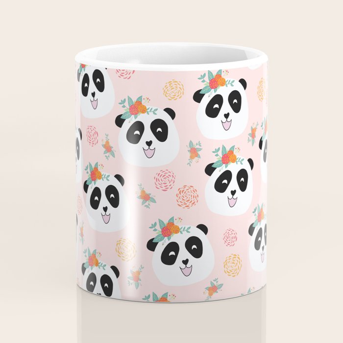 Panda bear with flowers seamless pattern Coffee Mug Gallery Image 4