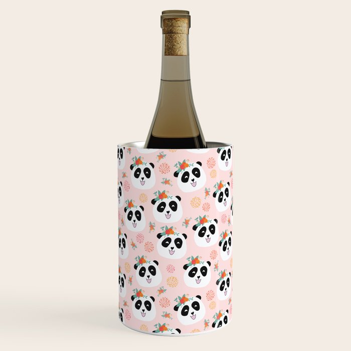 Panda bear with flowers seamless pattern Wine Chiller Gallery Image 2