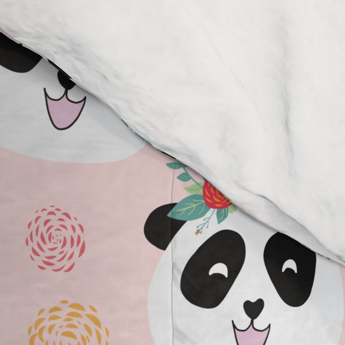 Panda bear with flowers seamless pattern Comforter Gallery Image 4
