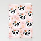 Panda bear with flowers seamless pattern Stationery Card Gallery Image 2