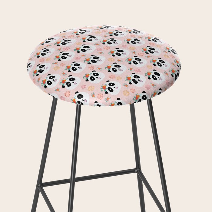 Panda bear with flowers seamless pattern Stool Gallery Image 2
