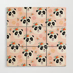 Panda bear with flowers seamless pattern Wood Wall Art Gallery Image 1
