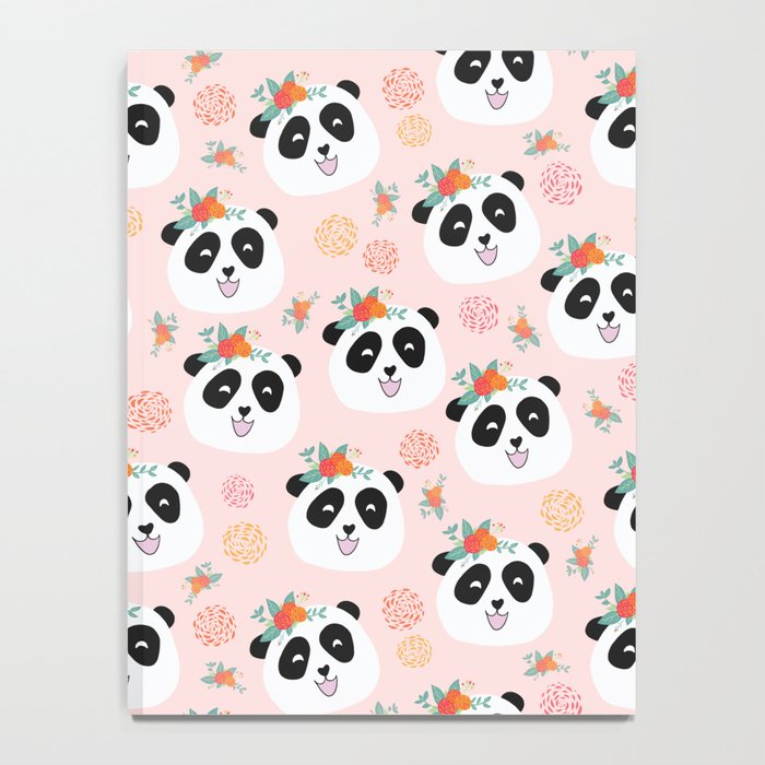 Panda bear with flowers seamless pattern Notebook Gallery Image 4