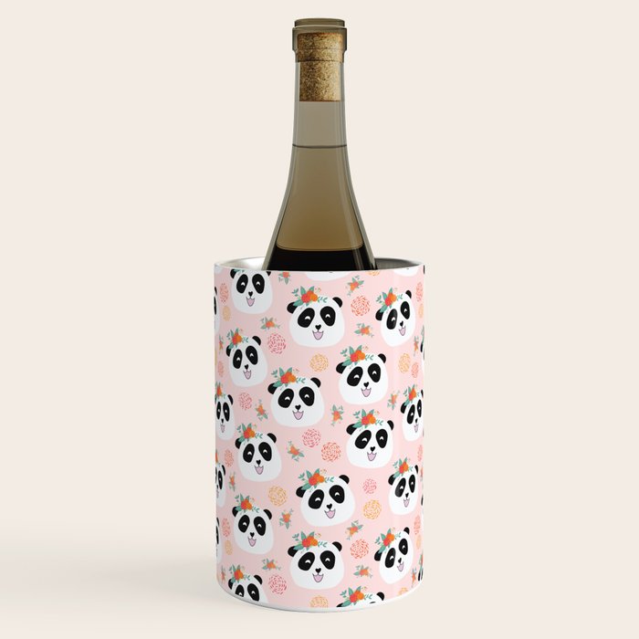 Panda bear with flowers seamless pattern Wine Chiller Gallery Image 1
