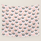 Panda bear with flowers seamless pattern Wall Tapestry Gallery Image 4