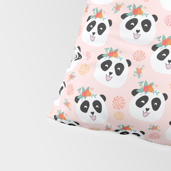 Panda bear with flowers seamless pattern Pillow Sham Gallery Image 4