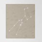 Taurus Zodiac Star Constellation Line Art Beige Throw Blanket Gallery Image 2