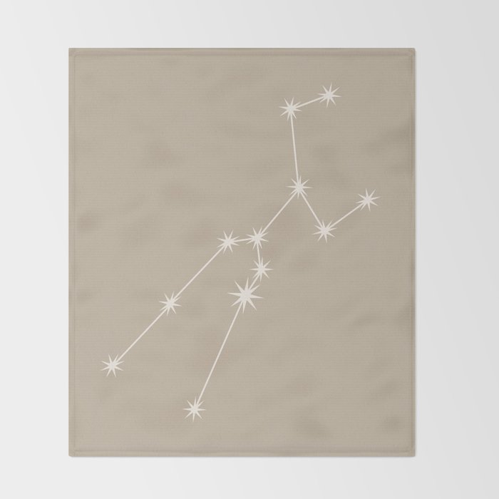 Taurus Zodiac Star Constellation Line Art Beige Throw Blanket Gallery Image 2