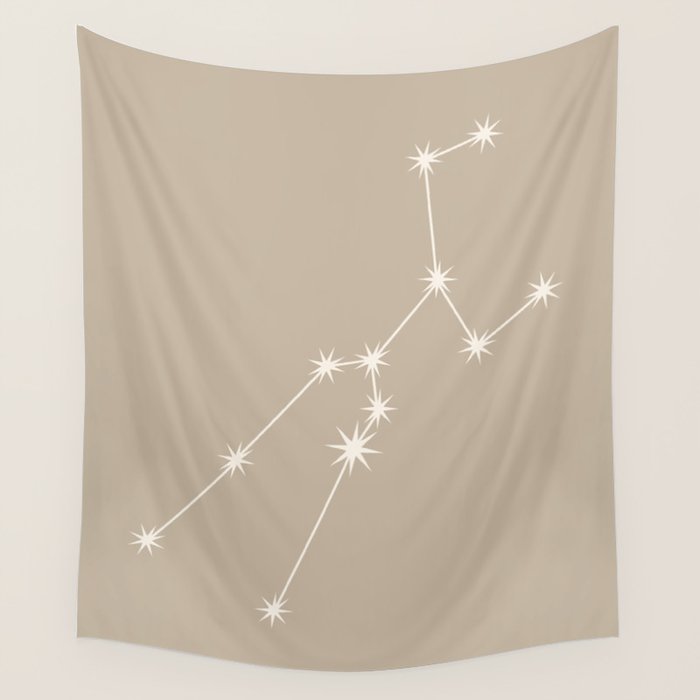 Taurus Zodiac Star Constellation Line Art Beige Wall Tapestry Gallery Image 4