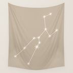 Taurus Zodiac Star Constellation Line Art Beige Wall Tapestry Gallery Image 4