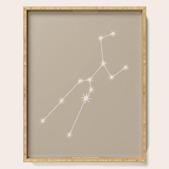 Taurus Zodiac Star Constellation Line Art Beige Serving Tray Gallery Image 1