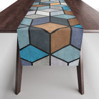 Colorful Concrete Cubes - Blue, Grey, Brown Table Runner Gallery Image 1