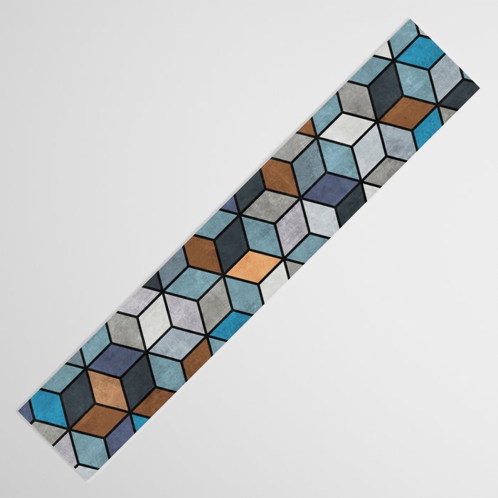Colorful Concrete Cubes - Blue, Grey, Brown Table Runner Gallery Image 3