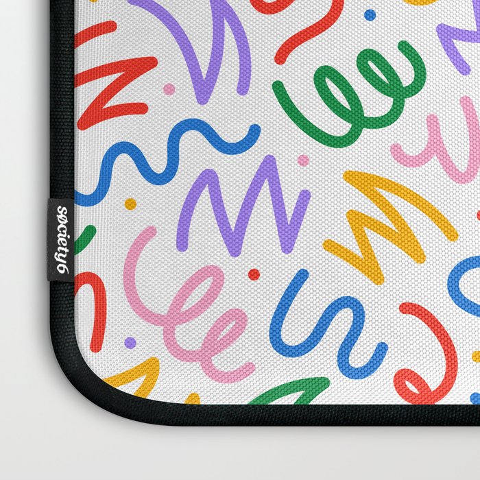 Colorful fun line doodle art pattern Laptop Sleeve Gallery Image 3