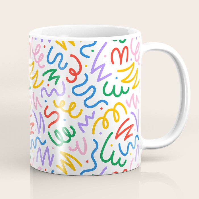 Colorful fun line doodle art pattern Coffee Mug Gallery Image 1