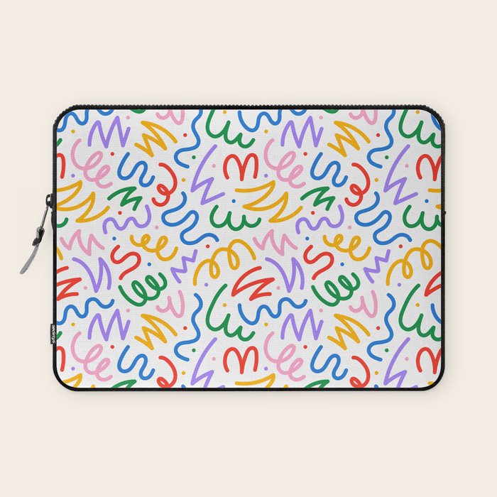 Colorful fun line doodle art pattern Laptop Sleeve Gallery Image 1