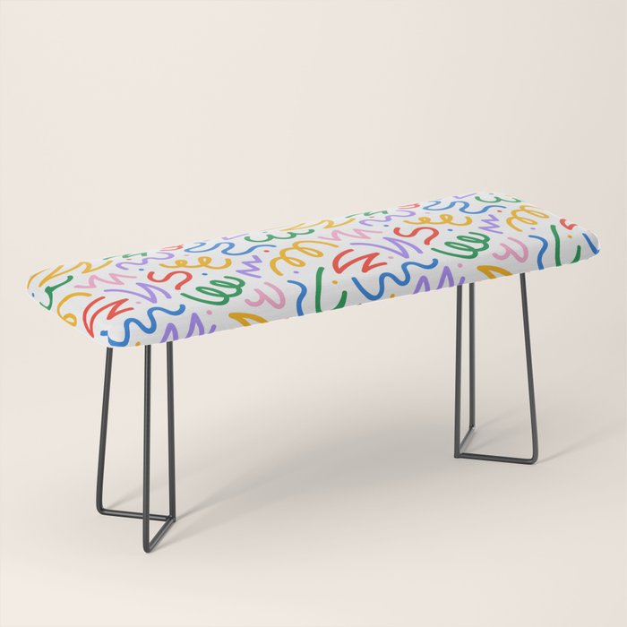 Colorful fun line doodle art pattern Bench Gallery Image 1