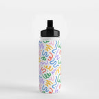 Colorful fun line doodle art pattern Water Bottle Gallery Image 2