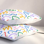 Colorful fun line doodle art pattern Pillow Sham Gallery Image 3