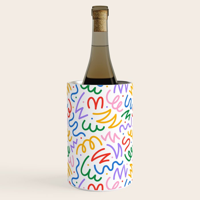 Colorful fun line doodle art pattern Wine Chiller Gallery Image 1