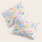 Colorful fun line doodle art pattern Pillow Sham Gallery Image 3