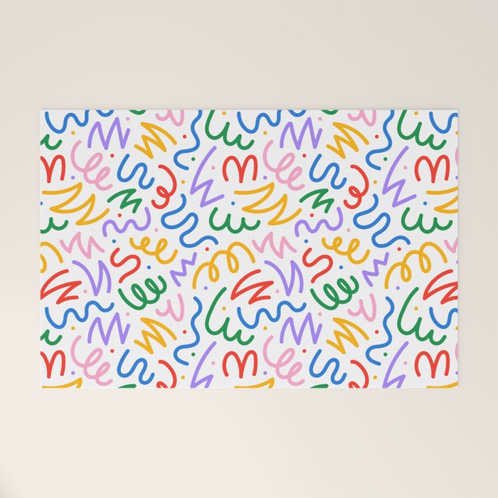 Colorful fun line doodle art pattern Welcome Mat Gallery Image 1