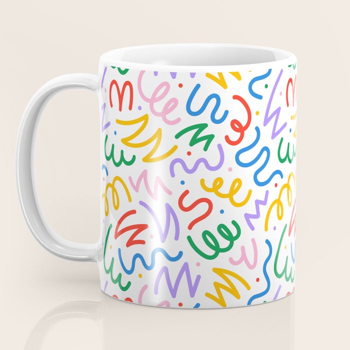 Colorful fun line doodle art pattern Coffee Mug Gallery Image 3