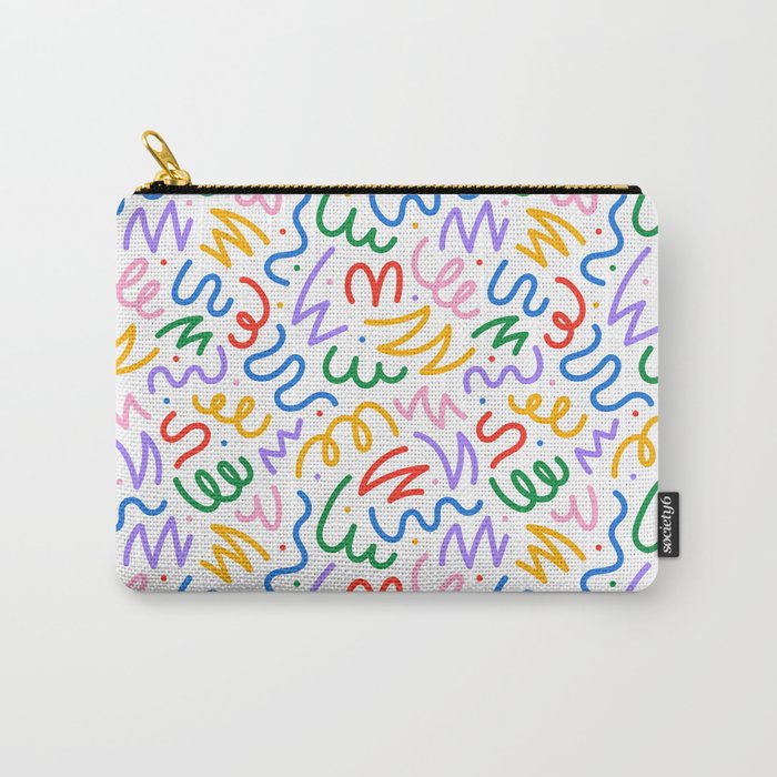 Colorful fun line doodle art pattern Carry All Pouch Gallery Image 1