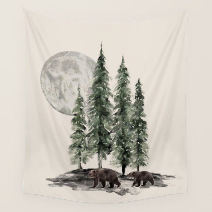 Full Moon Rising Wall Tapestry Gallery Image 1