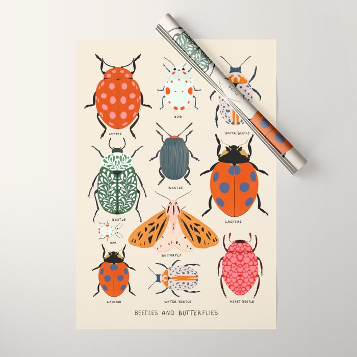 Beetles, butterflies and ladybugs Wrapping Paper Gallery Image 1