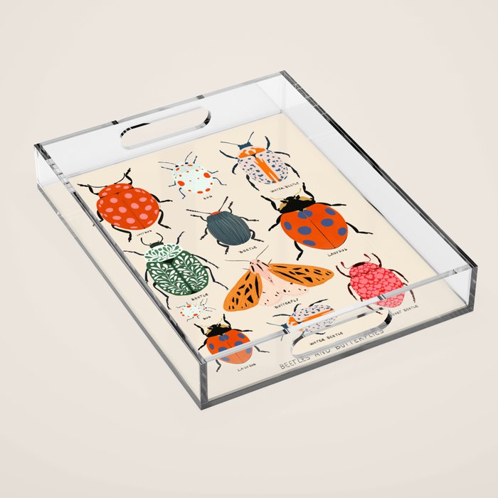 Beetles, butterflies and ladybugs Acrylic Tray Gallery Image 1