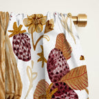 Garden Vegetables & Fresh Fruit in Ochre & Burgundy Window Curtain Gallery Image 2