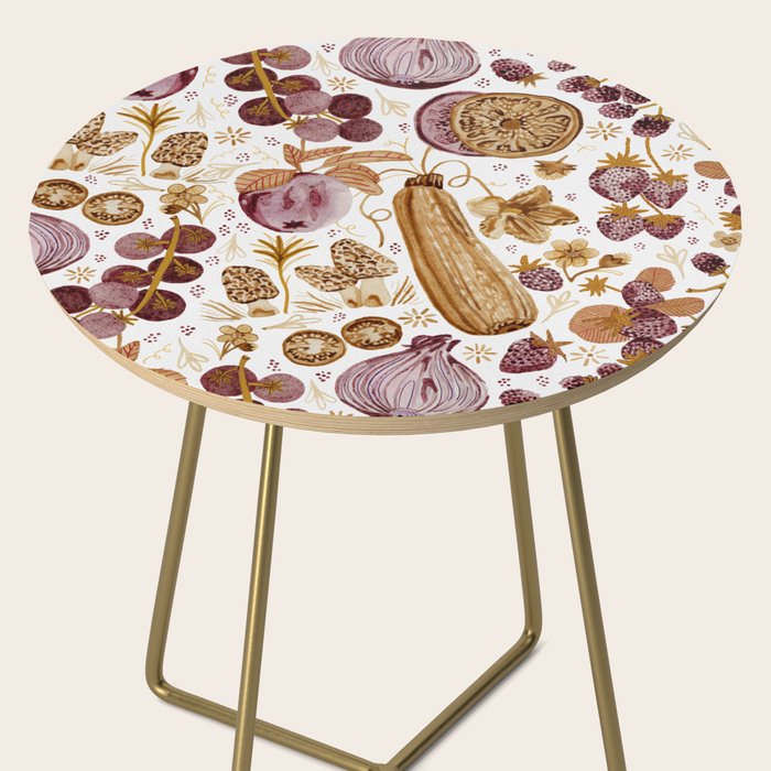 Garden Vegetables & Fresh Fruit in Ochre & Burgundy Side Table Gallery Image 2