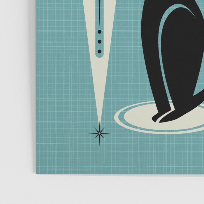 Mid Century Meow Retro Atomic Cats on Blue Poster Gallery Image 3