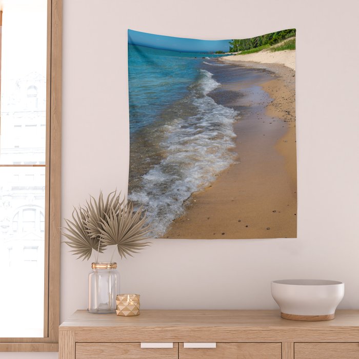 Lake Michigan Beach, Charlevoix - II Wall Tapestry Gallery Image 2