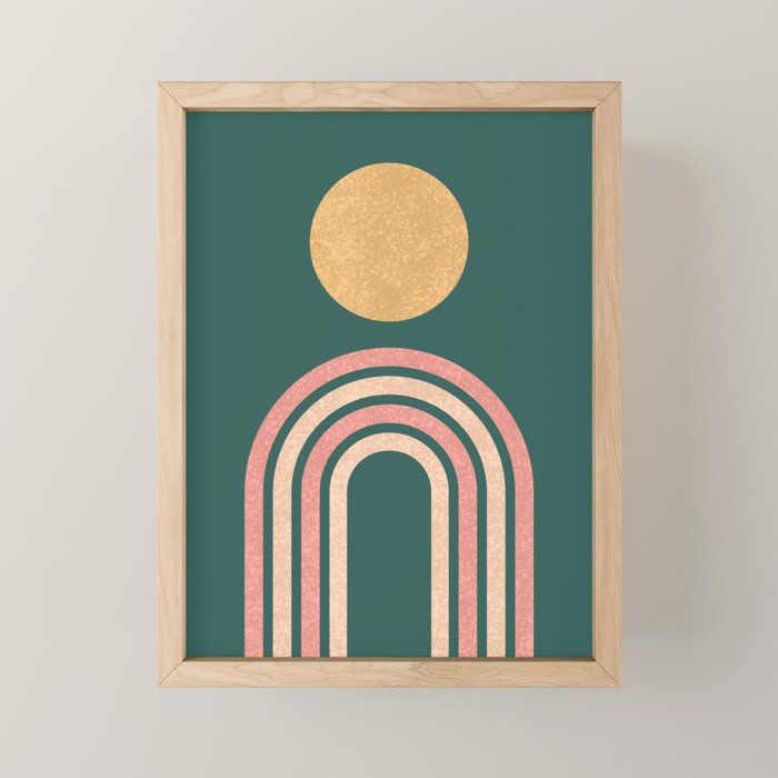 Mid century modern - green Mini Art Print Gallery Image 1