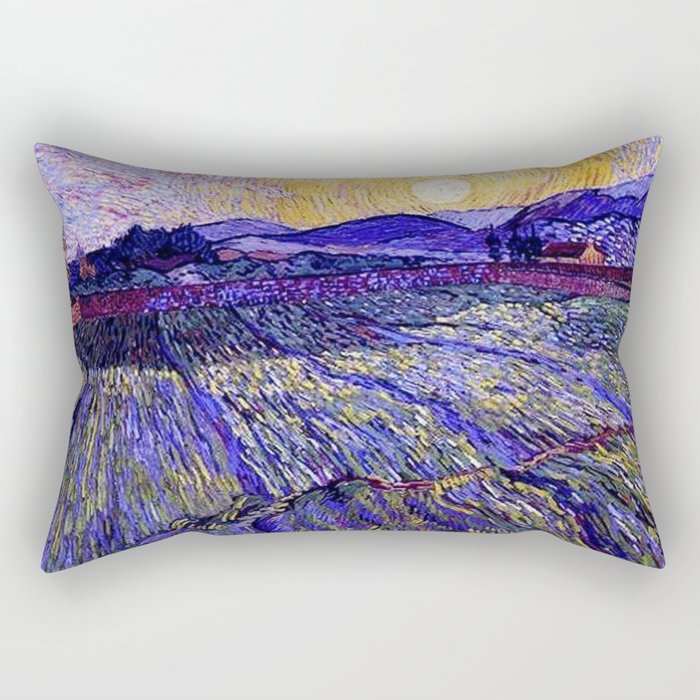 Lavender Fields with Rising Sun by Vincent van Gogh Rectangular Pillow Gallery Image 2