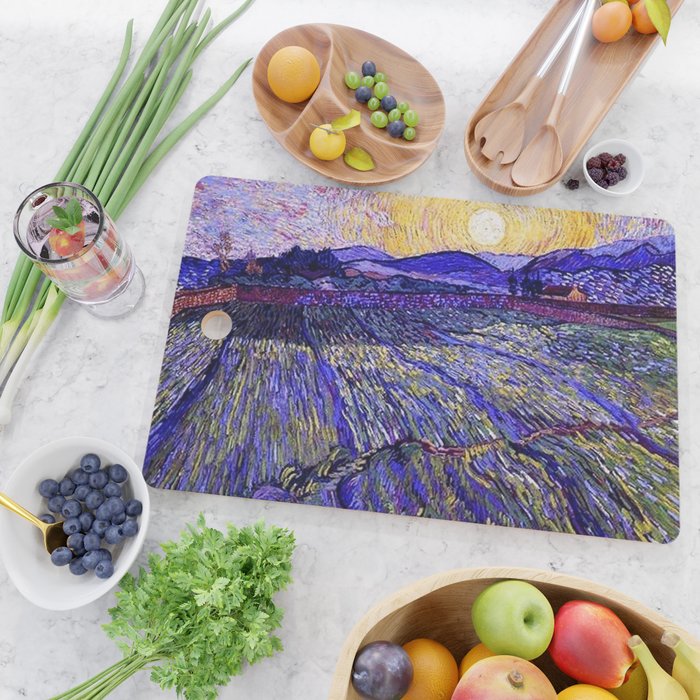 Lavender Fields with Rising Sun by Vincent van Gogh Cutting Board Gallery Image 2