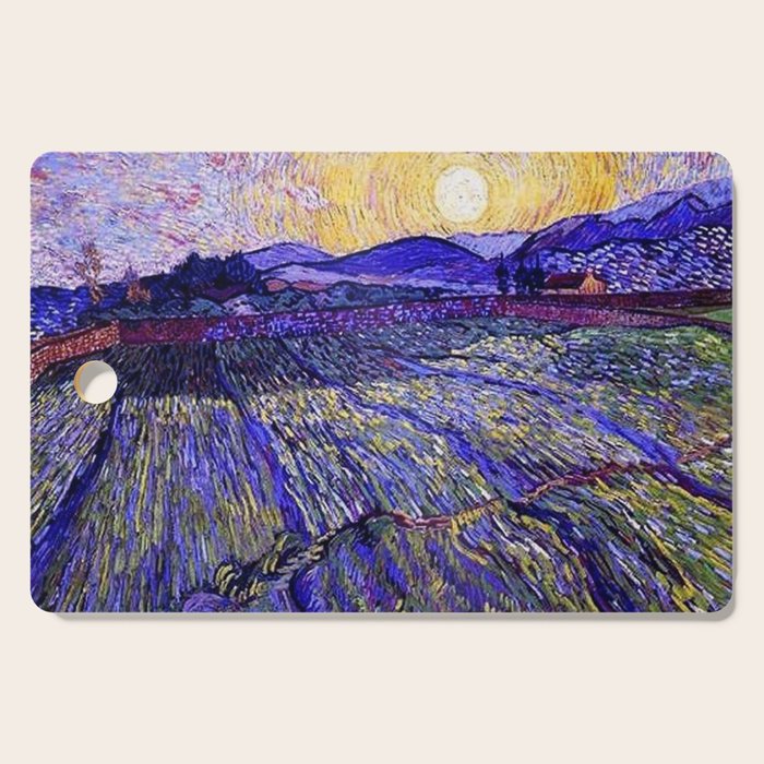 Lavender Fields with Rising Sun by Vincent van Gogh Cutting Board Gallery Image 1