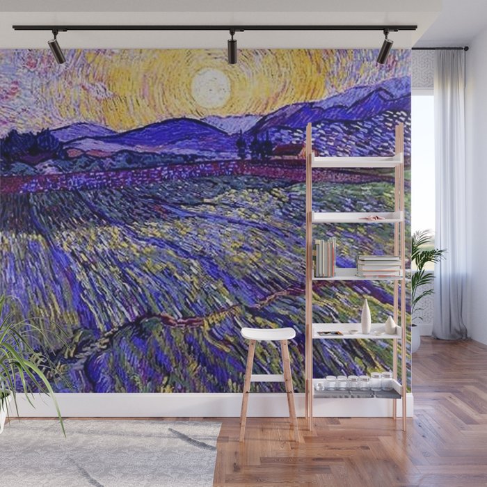 Lavender Fields with Rising Sun by Vincent van Gogh Wall Mural Gallery Image 1