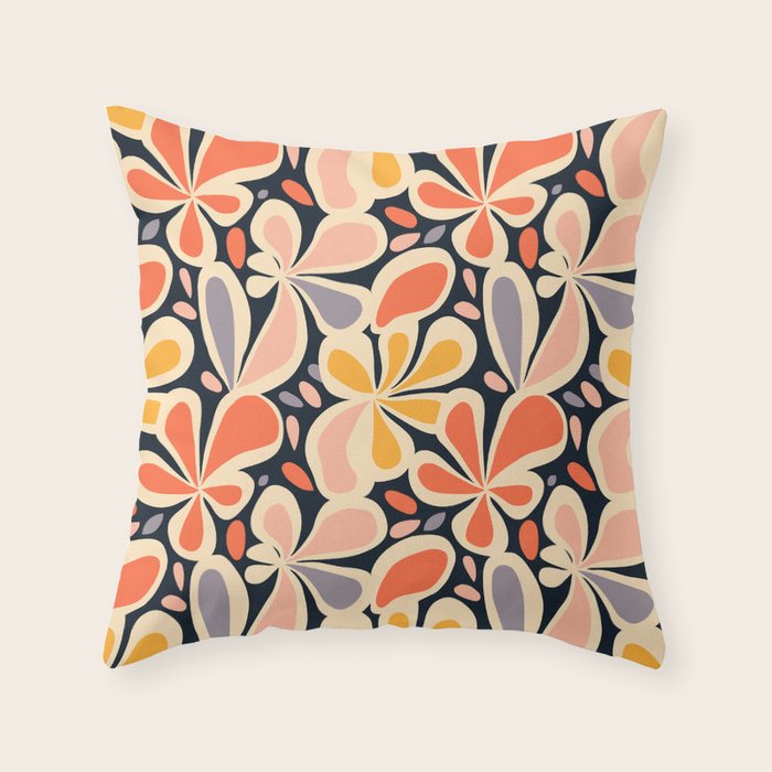 Abstract vintage flower art pattern Throw Pillow Gallery Image 6