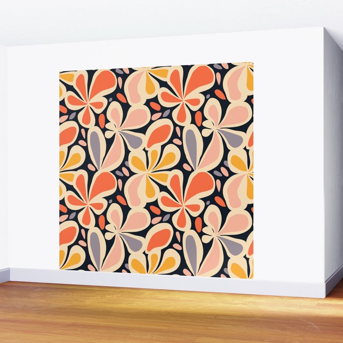 Abstract vintage flower art pattern Wall Mural Gallery Image 2