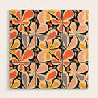 Abstract vintage flower art pattern Wood Wall Art Gallery Image 1