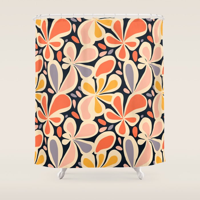Abstract vintage flower art pattern Shower Curtain Gallery Image 1