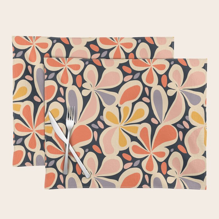 Abstract vintage flower art pattern Placemat Gallery Image 1