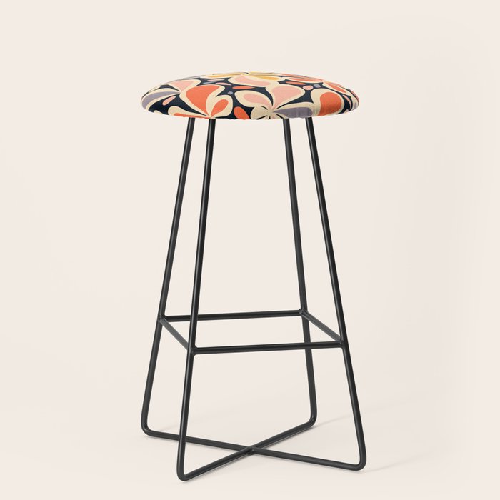 Abstract vintage flower art pattern Stool Gallery Image 1