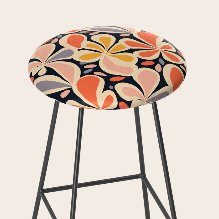 Abstract vintage flower art pattern Stool Gallery Image 2