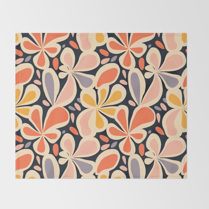 Abstract vintage flower art pattern Throw Blanket Gallery Image 2